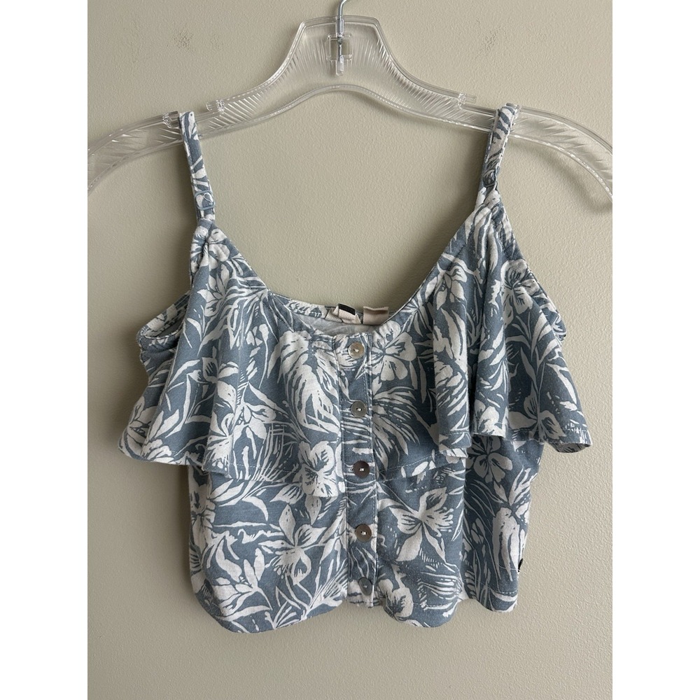 ROXY Women's Ruffled Crop Top W/Adjustable Straps; Size XS